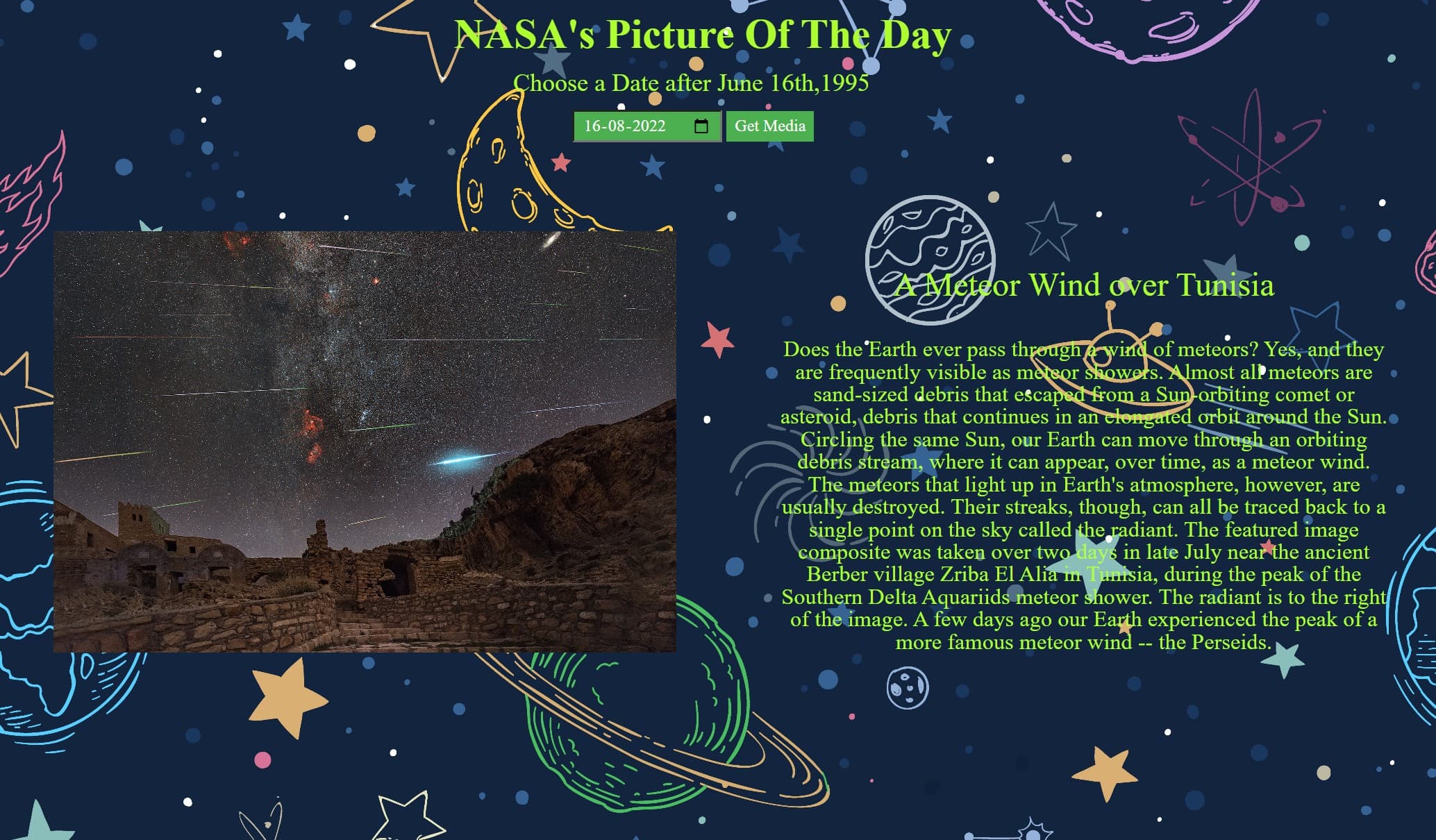 How I Build NASA's Picture Of The Day using HTML, CSS, JavaScript, and NASA's API