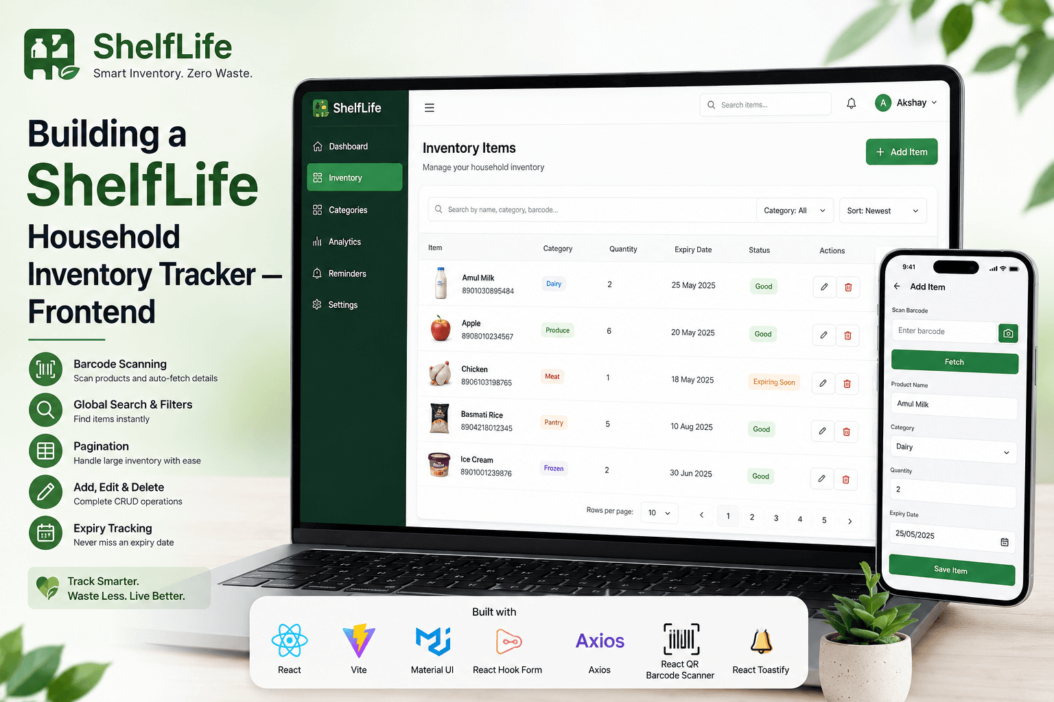 Building a ShelfLife Household Inventory Tracker — Frontend